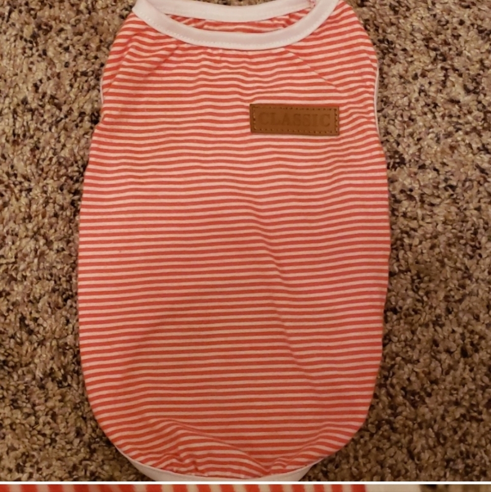 Dog Striped Orange Red Top